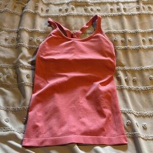 Lululemon Ribbed Coral Tank Top with bra pads